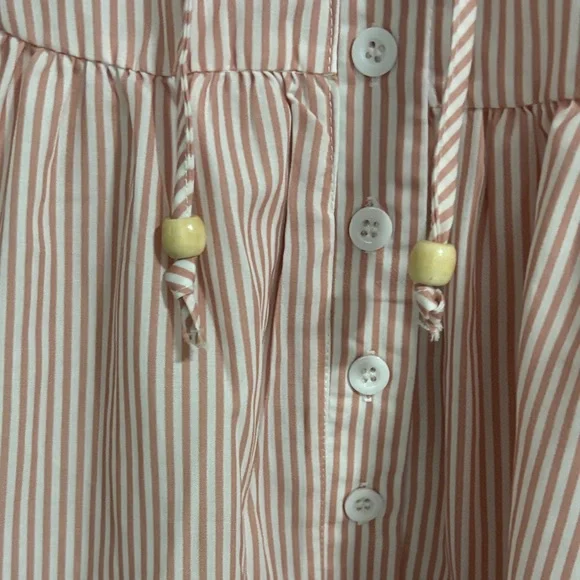 Boutique Pink & White Striped Button-Front Tiered Dress - Picture 2 of 5